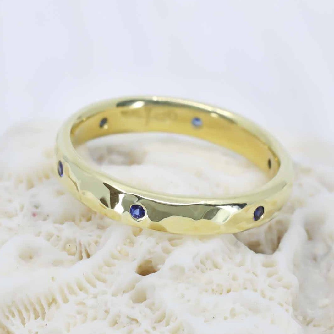 Blue Sapphire Water Ripple Band