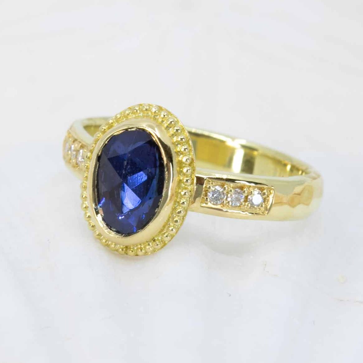 Blue Sapphire and Diamond Treasure Ring