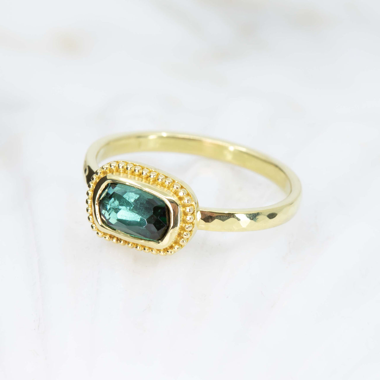 Bluish-green tourmaline mermaid ring