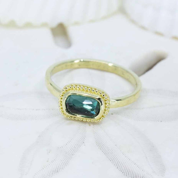 Bluish-Green Tourmaline Mermaid Ring