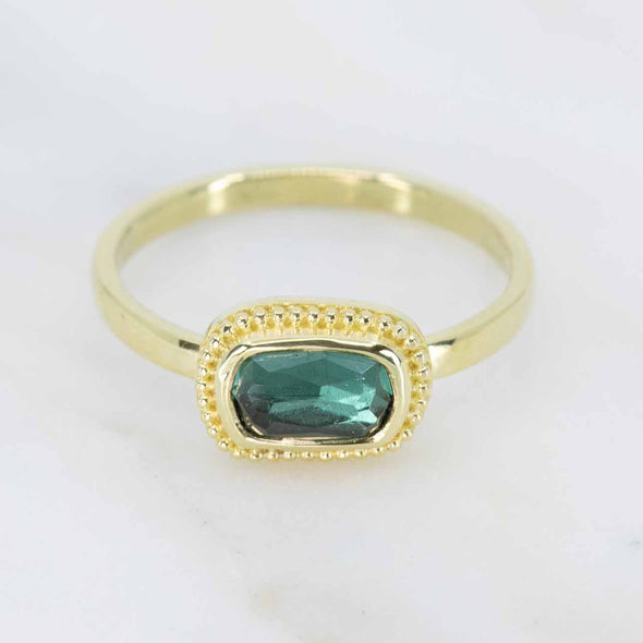 Bluish-Green Tourmaline Mermaid Ring