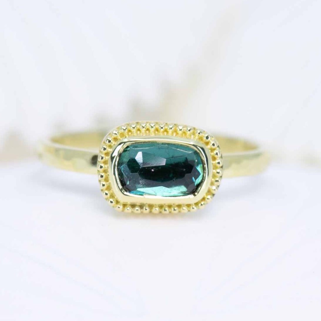 Bluish-green tourmaline mermaid ring