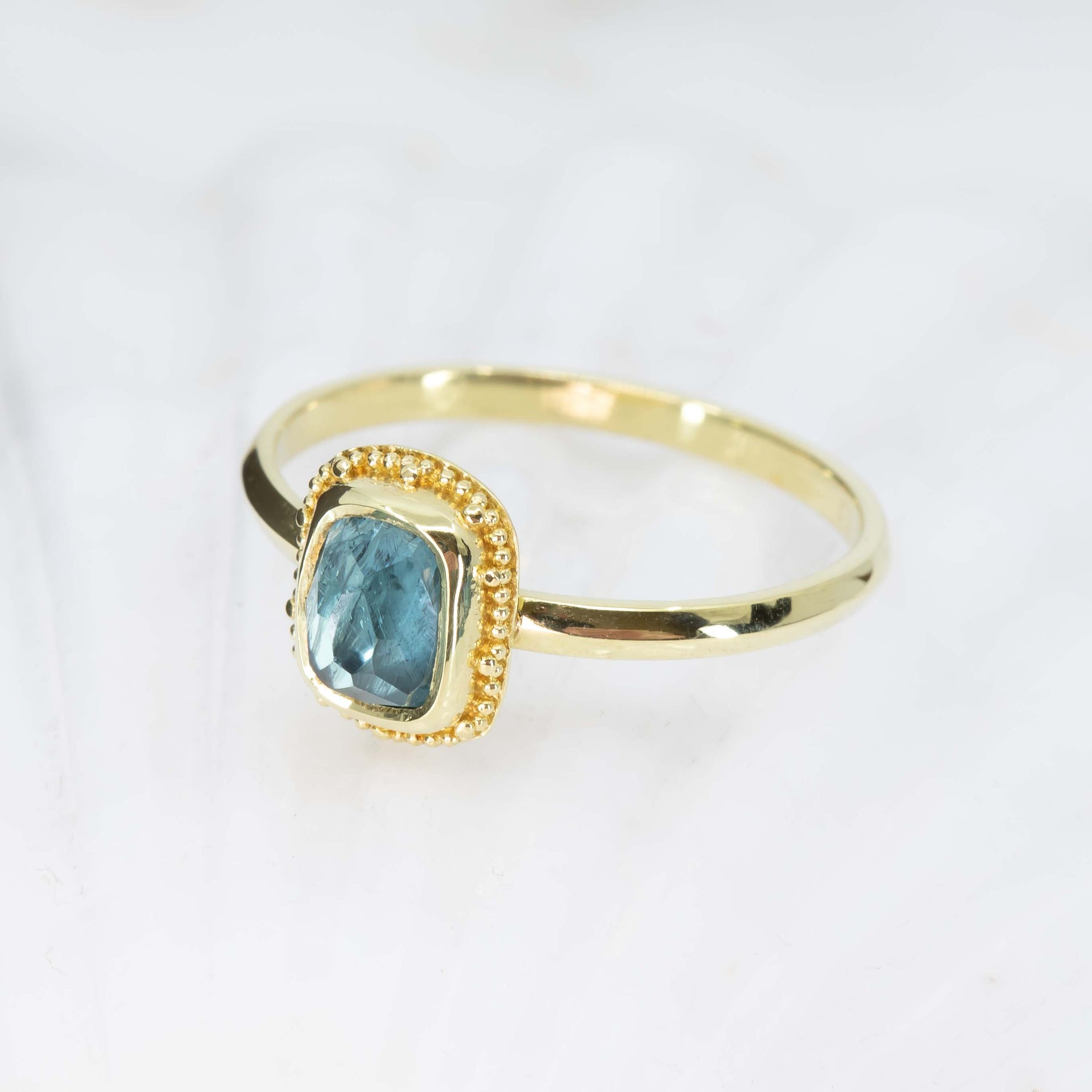 Aqua-Blue Tourmaline Mermaid Ring