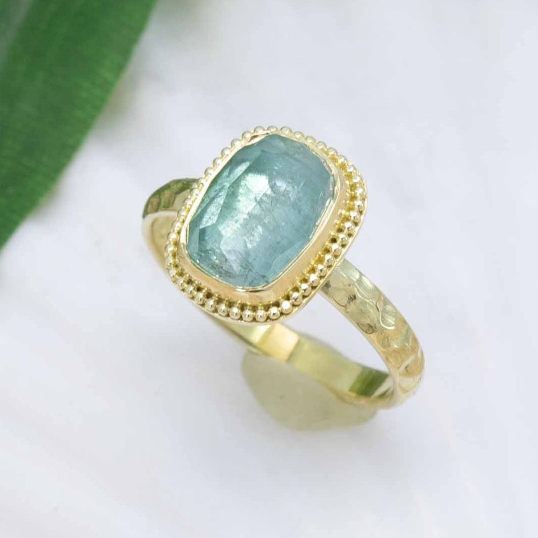 Seafoam-Green Tourmaline Cushion Treasure Ring 2