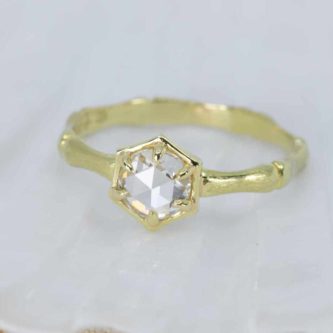 Diamond bamboo solitaire in 18K Treasure Gold