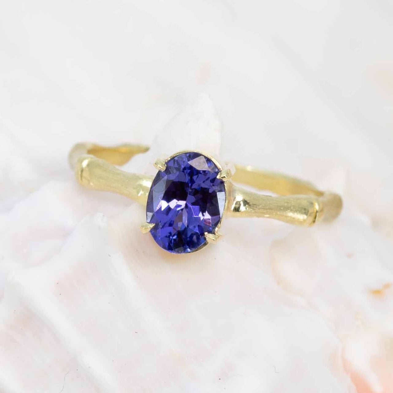 Tanzanite Bamboo Jewel Ring