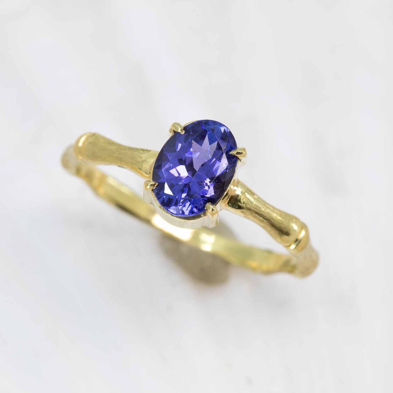 Tanzanite Bamboo Jewel Ring