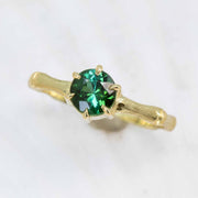 Green Tourmaline Bamboo Ring in 18K Treasure Gold