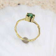 Green Tourmaline Bamboo Ring in 18K Treasure Gold