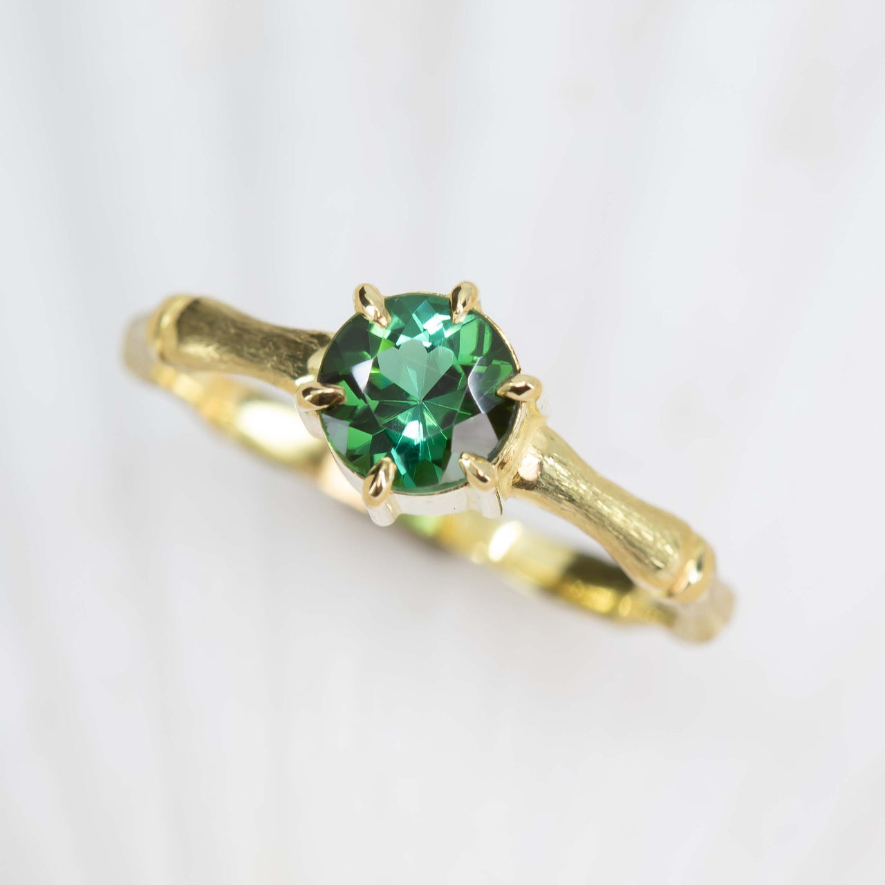 Green Tourmaline Bamboo Jewel Ring