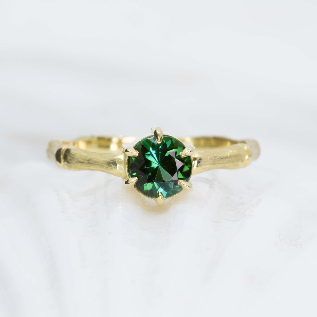 Green Tourmaline Bamboo Jewel Ring
