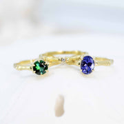 Green Tourmaline Bamboo Ring in 18K Treasure Gold