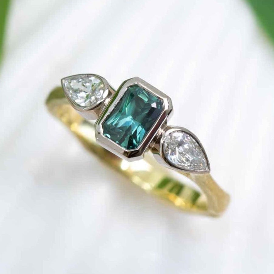 Teal Sapphire Tropical Dream Ring