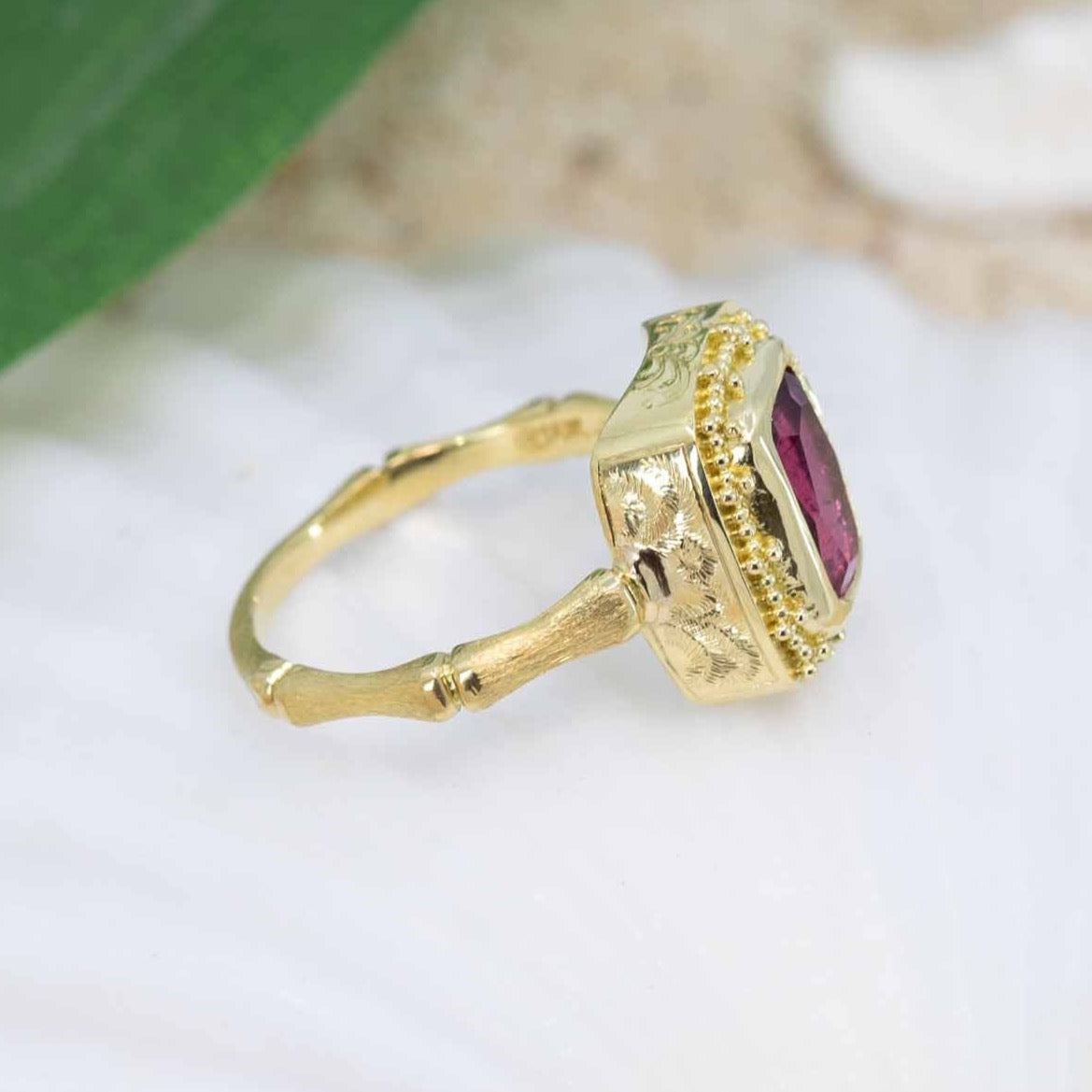 Pink Tourmaline Tropical Ring