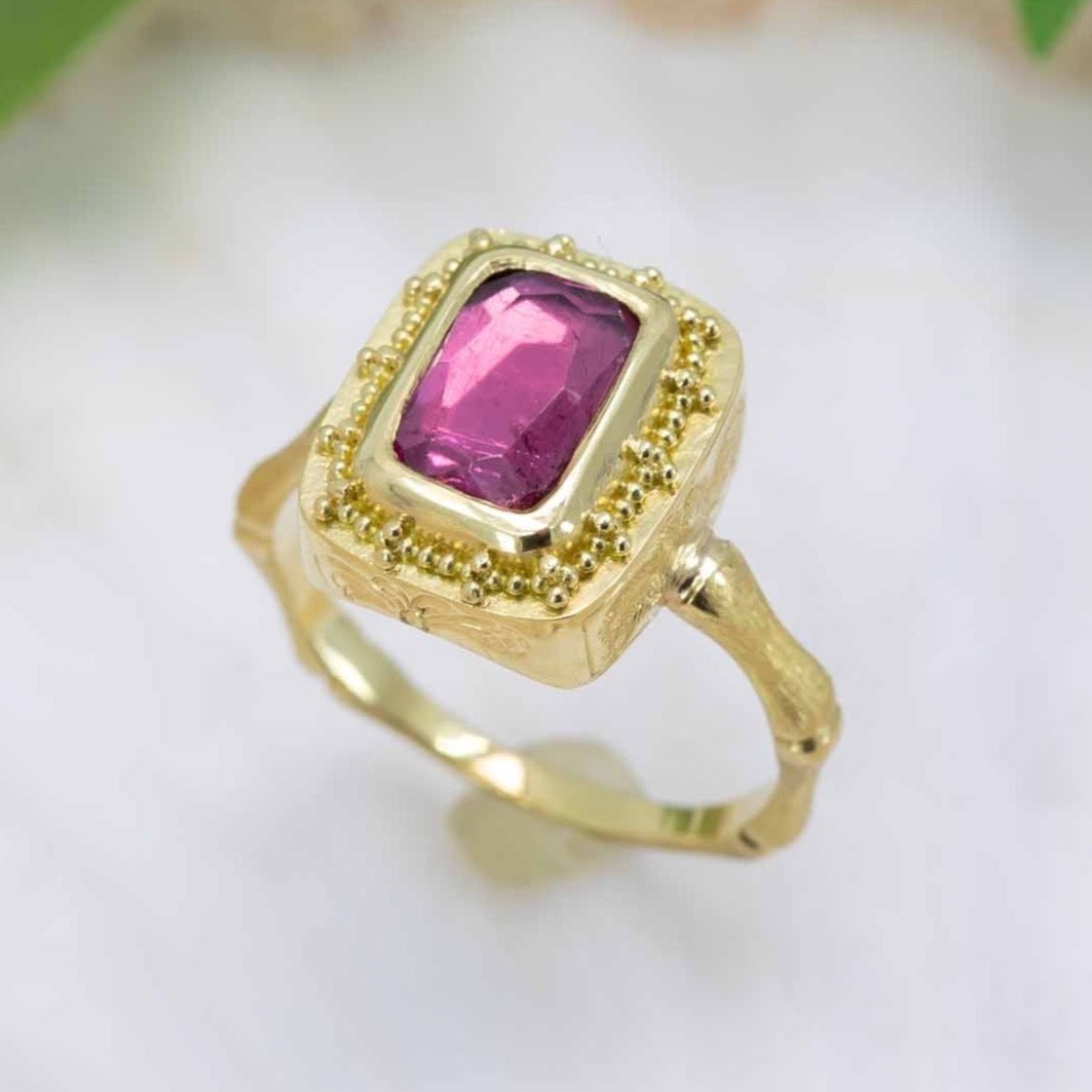 Pink Tourmaline Tropical Ring