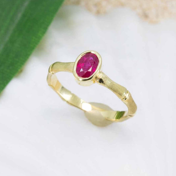 Ruby Bamboo Jewel Ring