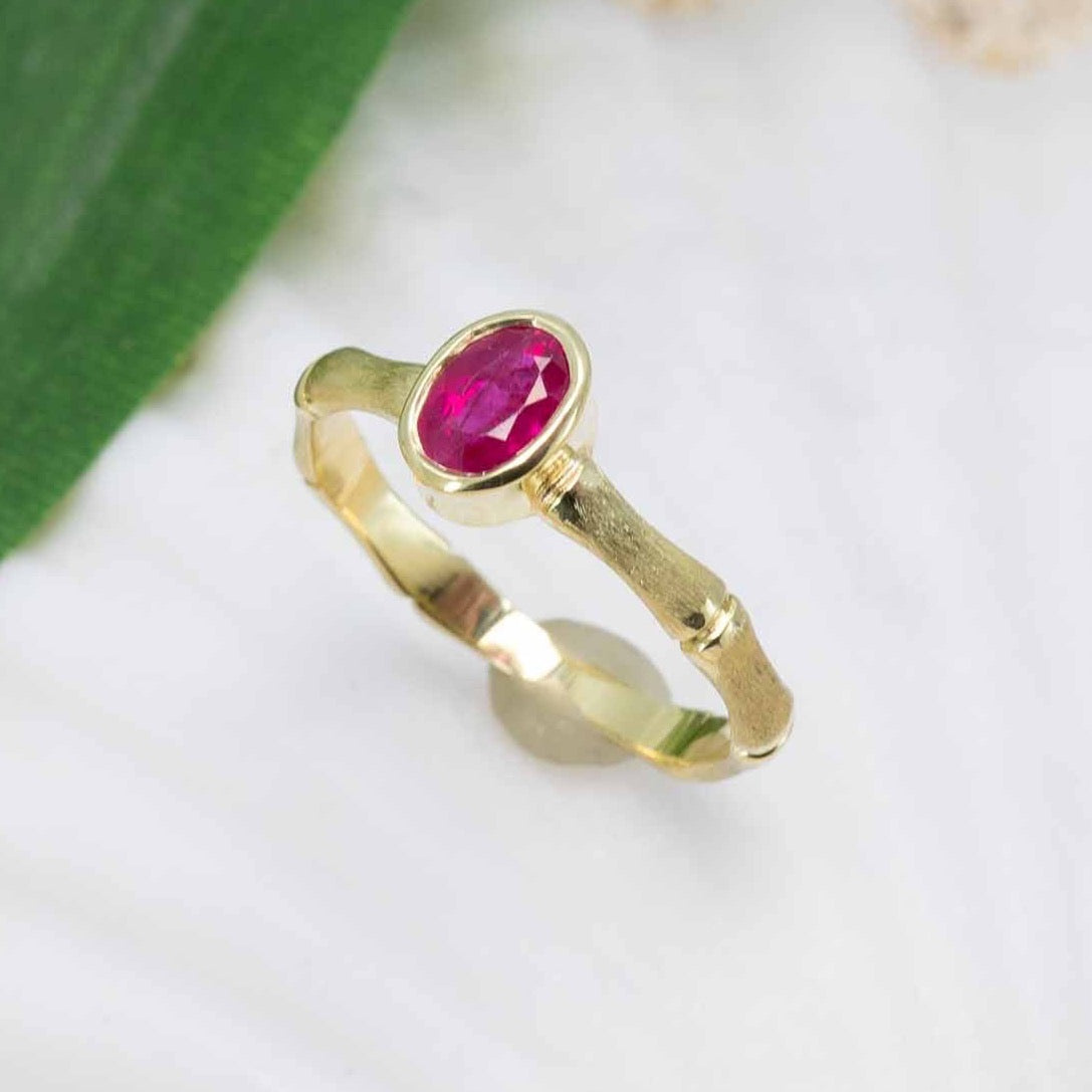 Ruby Bamboo Jewel Ring