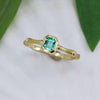 Emerald Bamboo Jewel Ring in 18K Treasure Gold