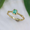 Emerald Bamboo Jewel Ring in 18K Treasure Gold