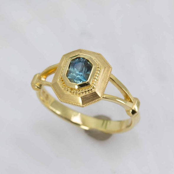 Blue Sapphire Atlantic Ring