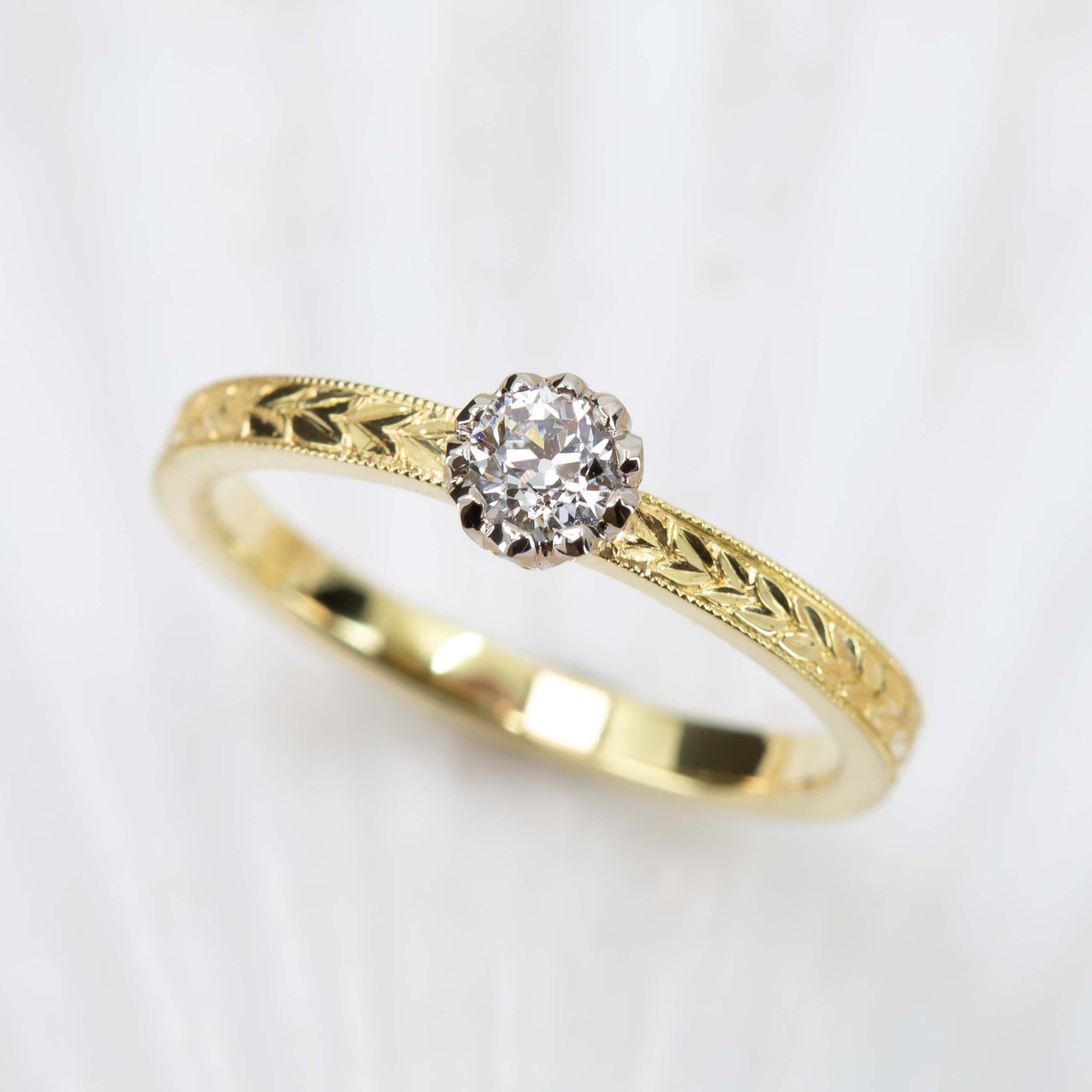 Diamond Solitaire Floral Ring