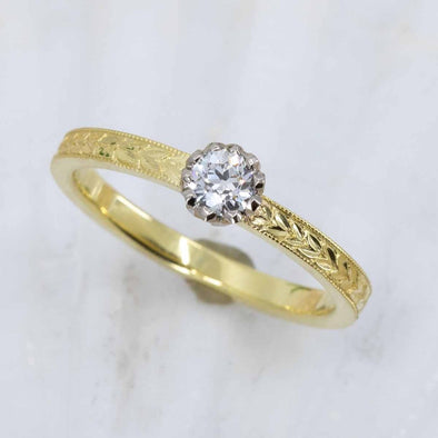 Diamond Solitaire Floral Ring