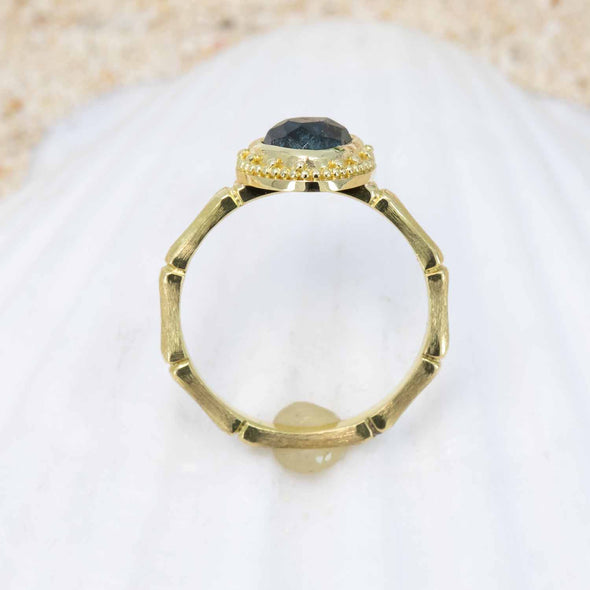 Deep-Sea Blue Tourmaline Bamboo Jewel Ring
