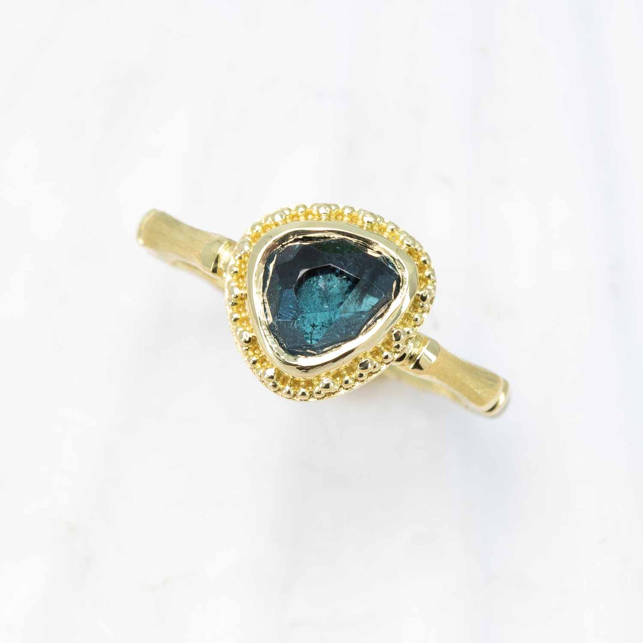 Deepsea Blue Tourmaline Bamboo Ring