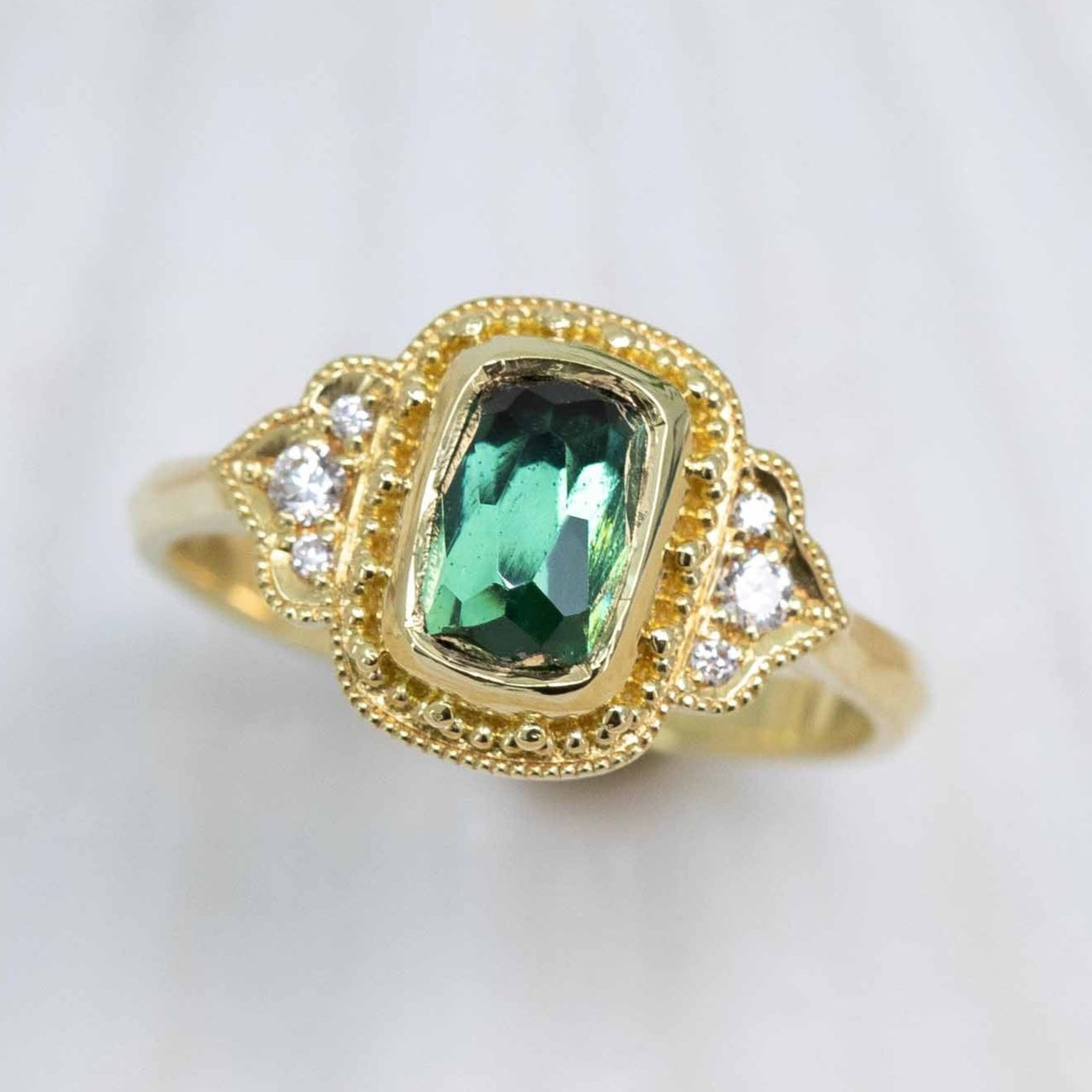 Palm Tree-Green Tourmaline Island Ring