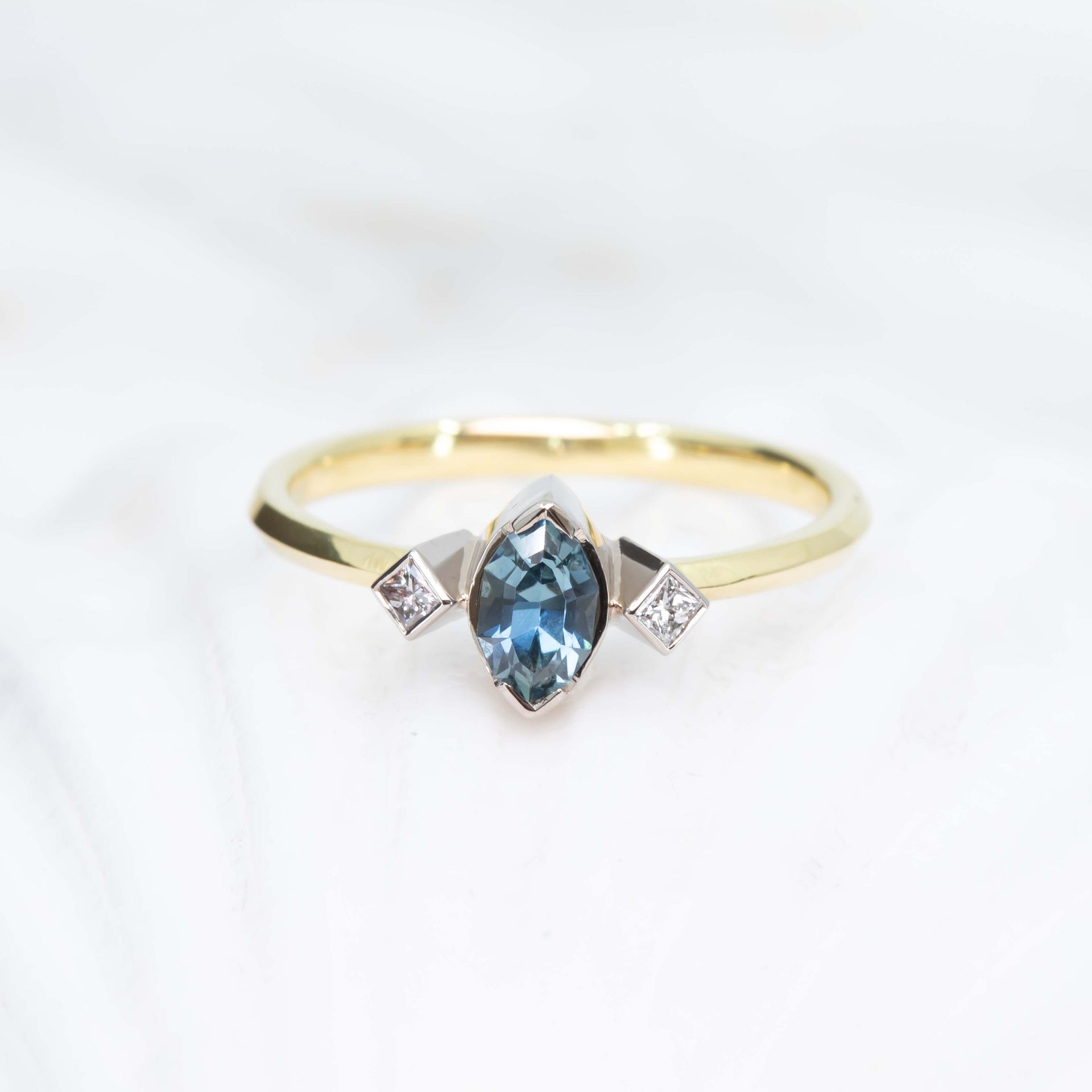 Blue sapphire and Diamond Ring