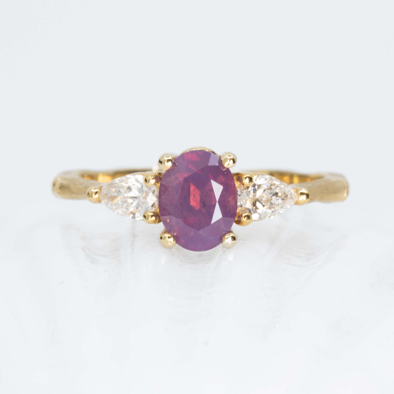 Opalescent Pink Sapphire Bamboo Jewel Ring
