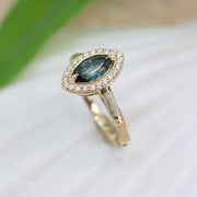 Blue sapphire bamboo ring