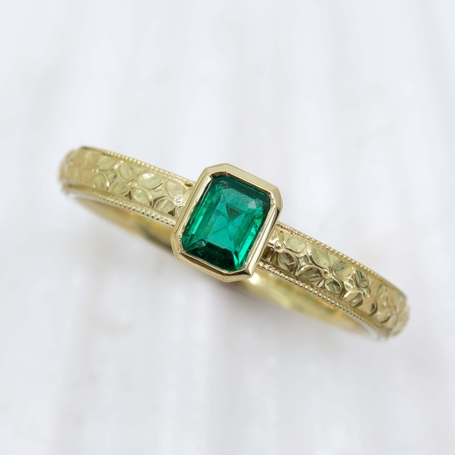 Emerald Orange Blossom Ring