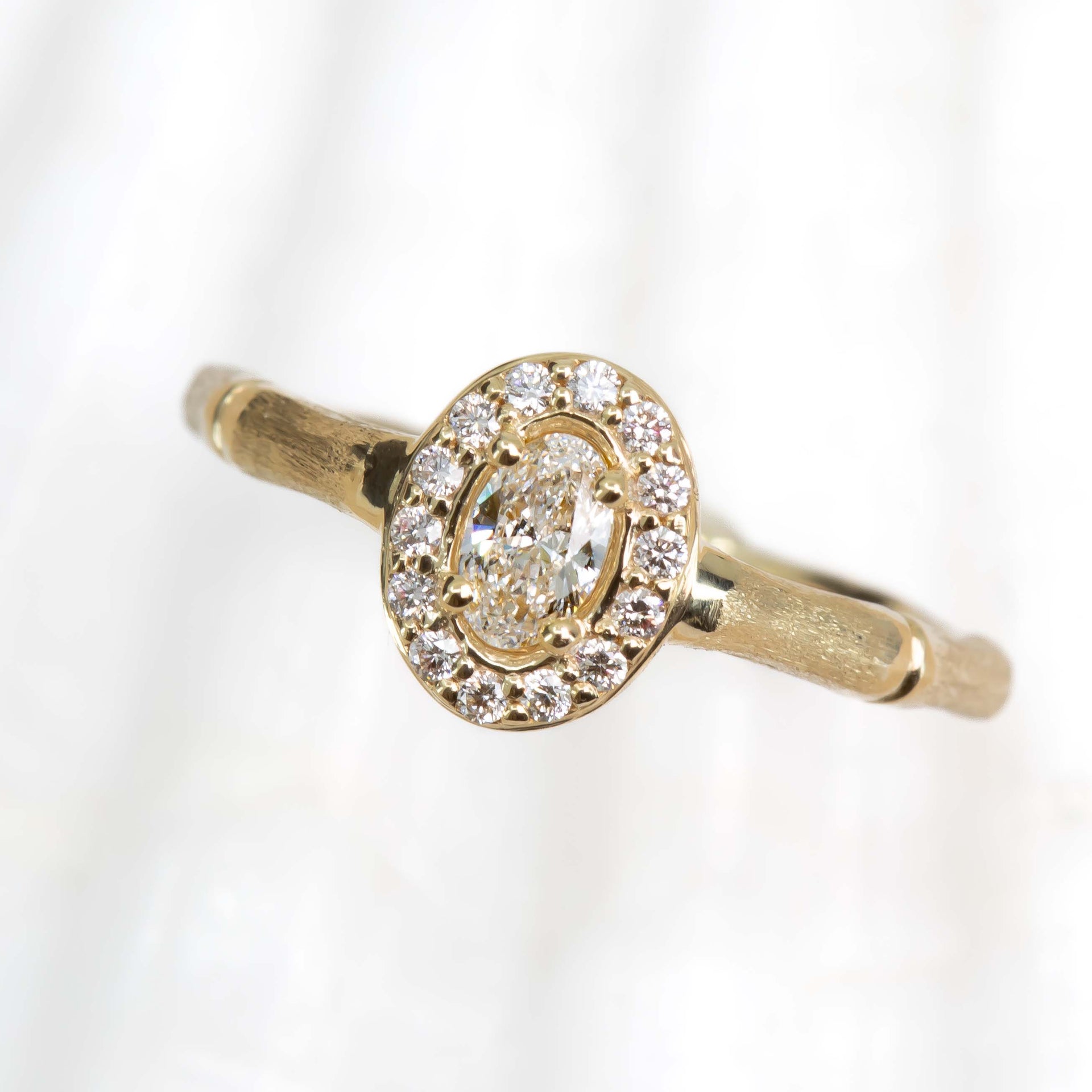 Dainty Bamboo Diamond Ring