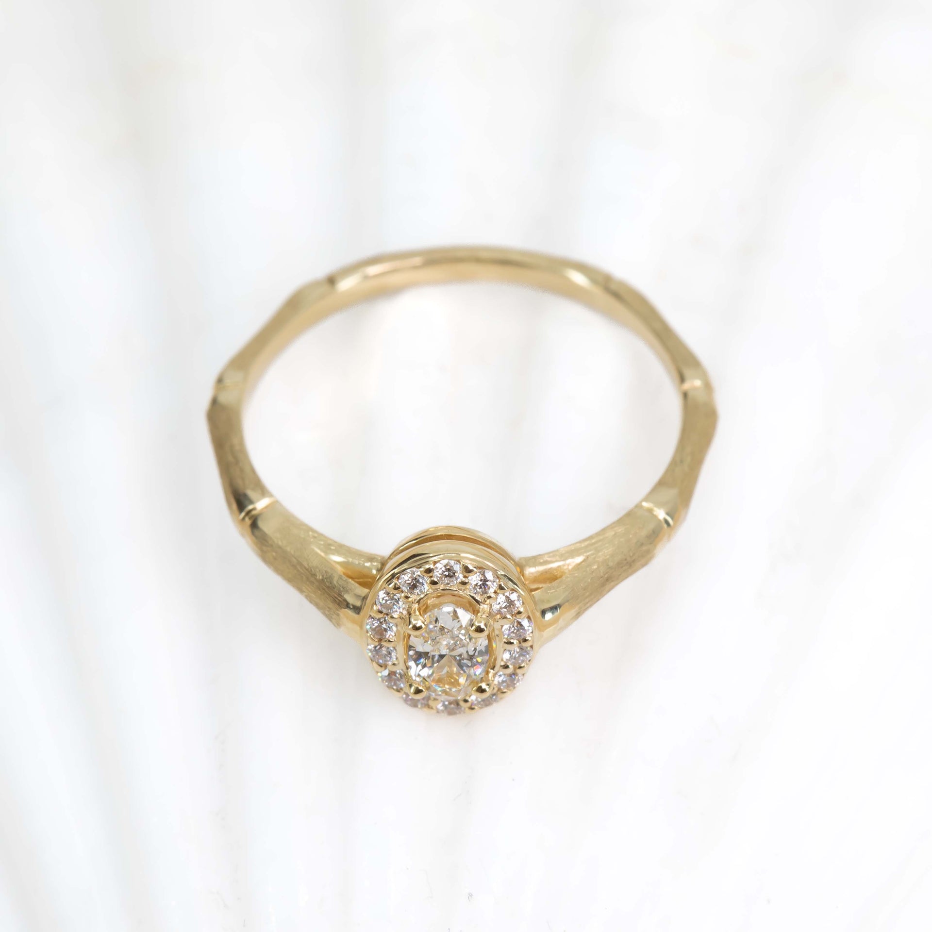 Dainty Bamboo Diamond Ring