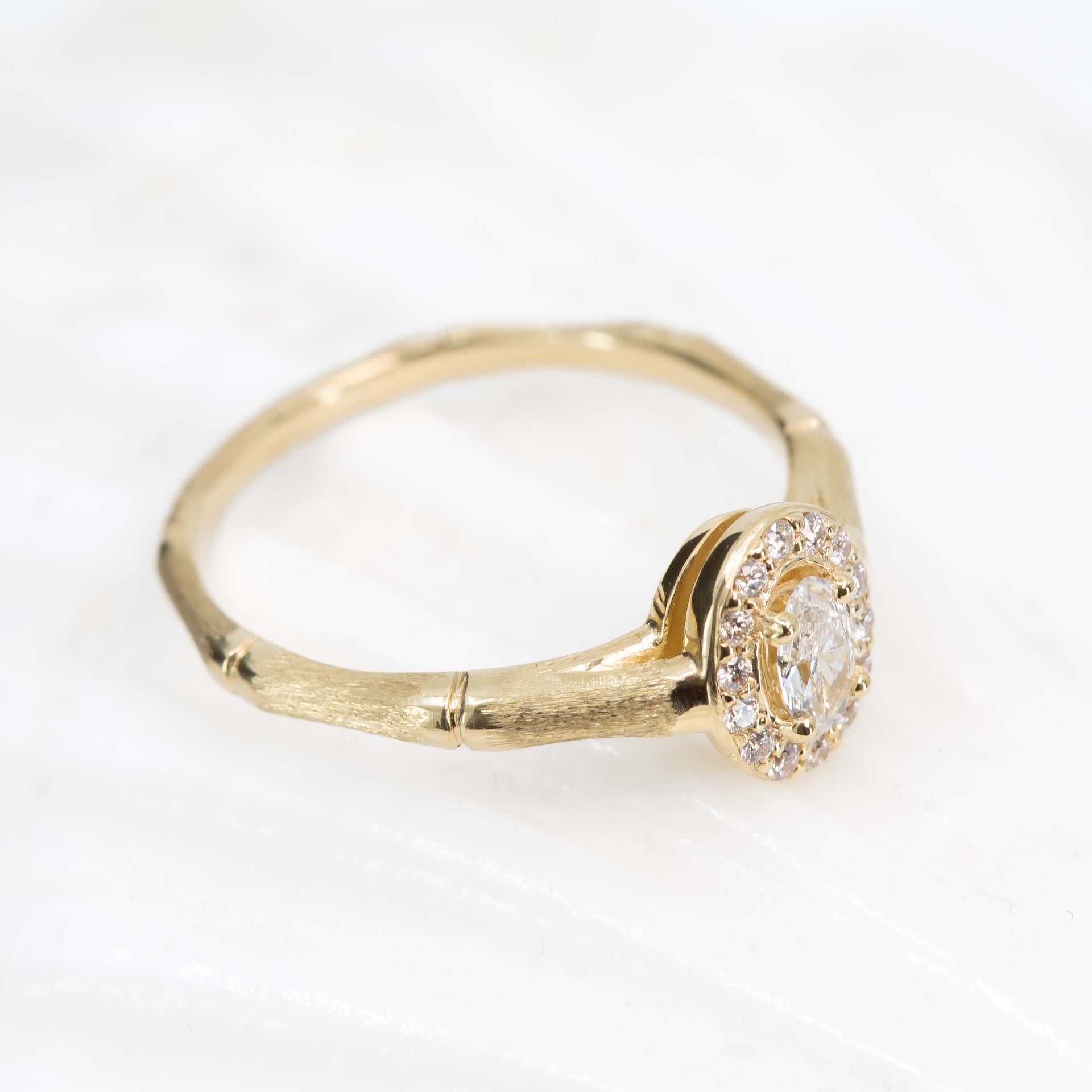 Dainty Bamboo Diamond Ring