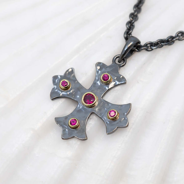 Medium Ruby Marianas Cross Pendant