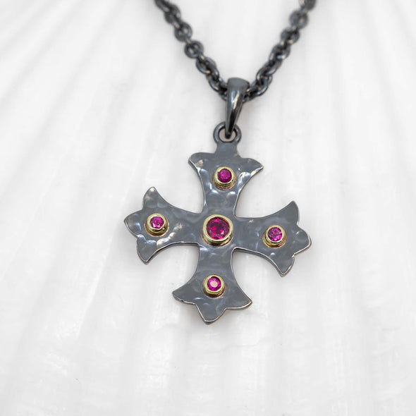 Medium Ruby Marianas Cross Pendant