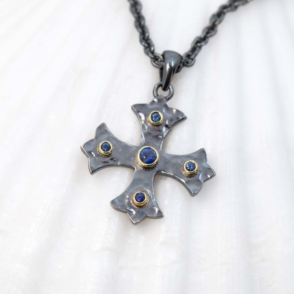 Medium Sapphire Marianas Cross Pendant