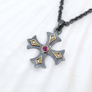 Medium Ruby & Diamond Marianas Cross Pendant