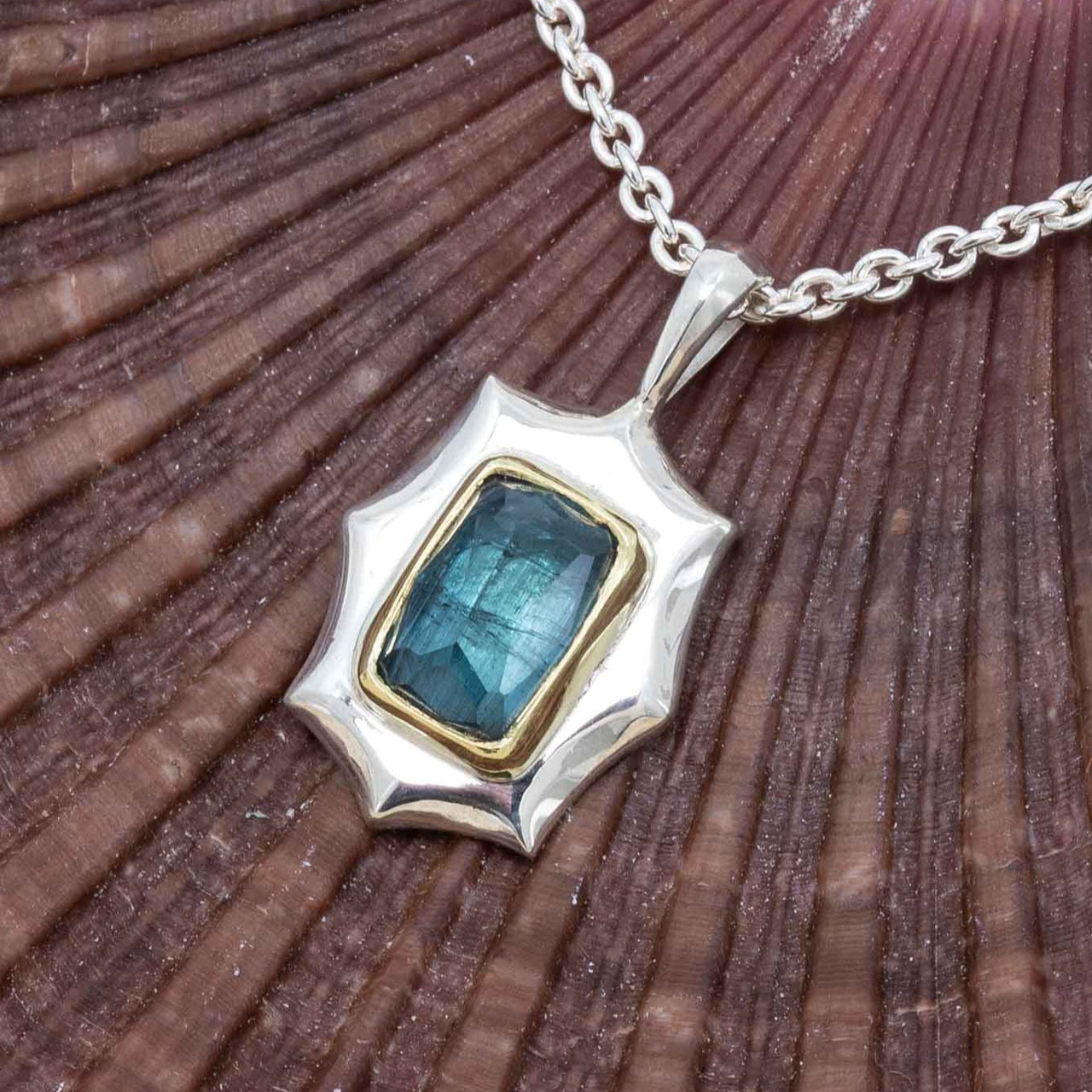 Scalloped Lagoon Blue Tourmaline Pendant