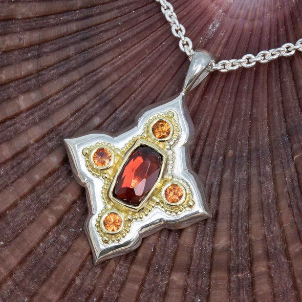 Garnet & Orange sapphire pendant