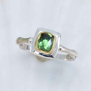 Green Tourmaline bamboo Ring made with shipwreck treasure