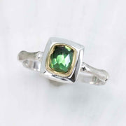 Green Tourmaline bamboo Ring made with shipwreck treasure