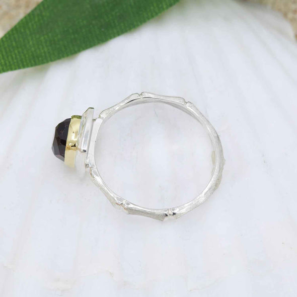 Garnet Bamboo Jewel Ring