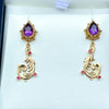Amethyst and ruby vine earrings in 18K Treasure Gold with gold granulation