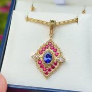 Tanzanite, Ruby, & Diamond Pendant