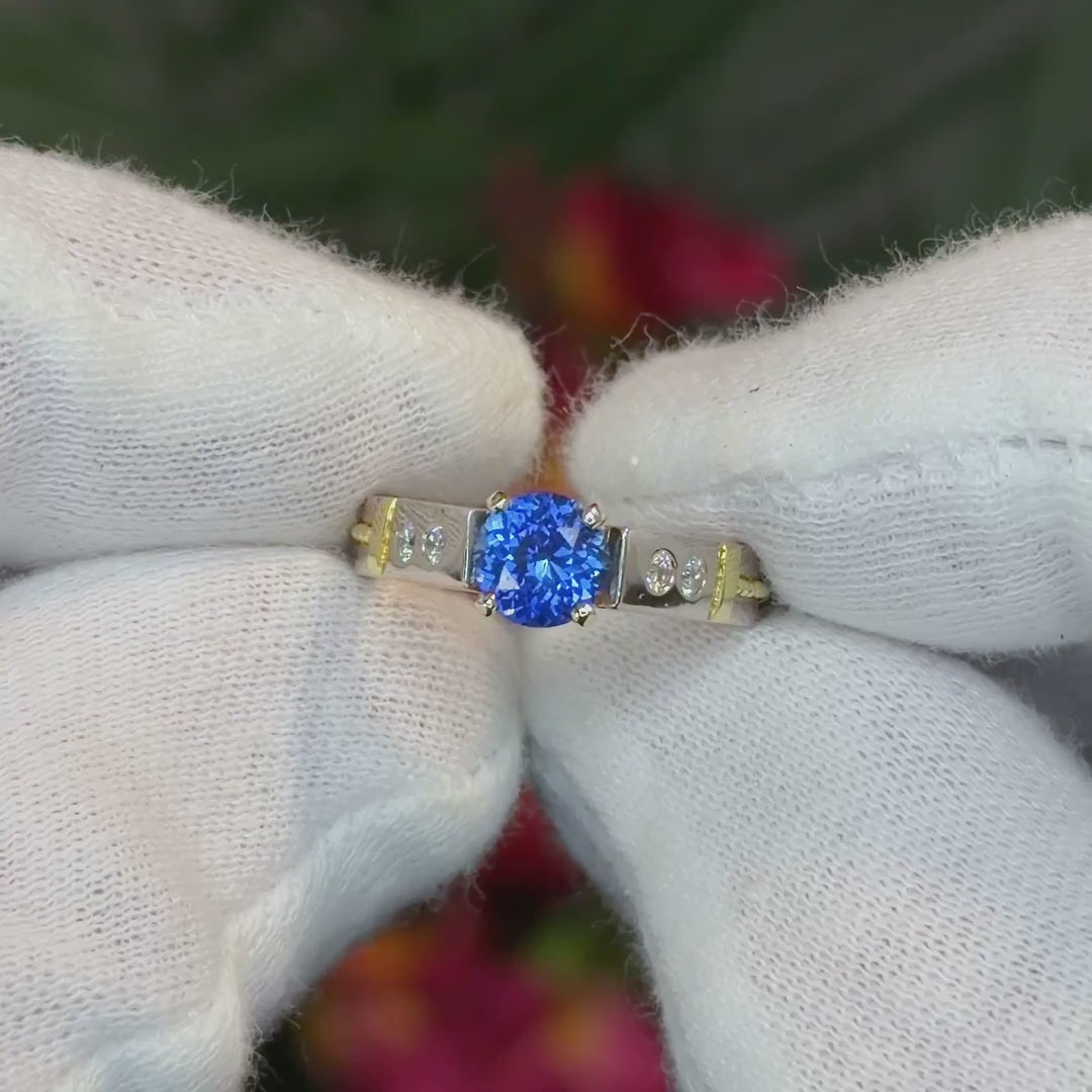 Blue Sapphire & Diamond Classical Ring