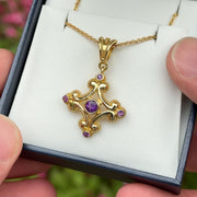 18K Granulated Gold amethyst pendant