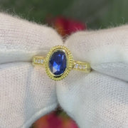 Blue Sapphire and Diamond Treasure Ring